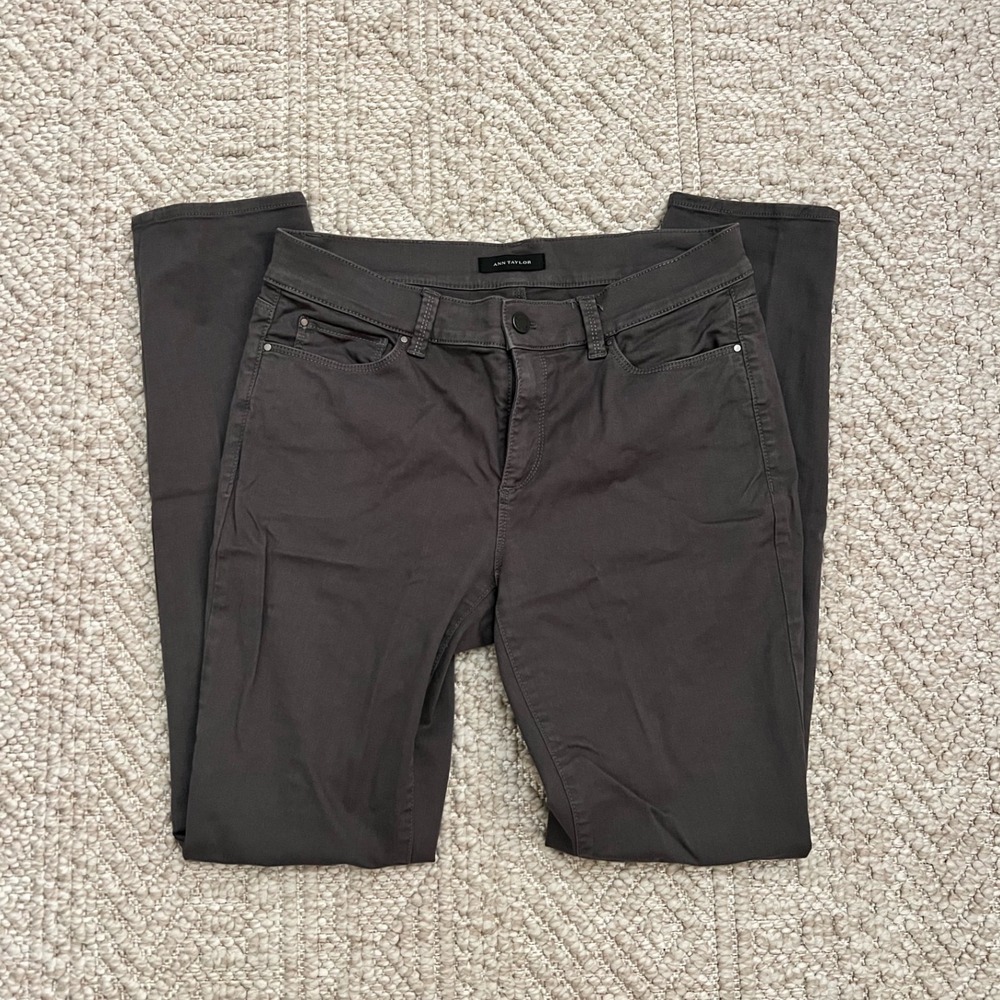Ann Taylor The Skinny Modern Fit Pants Charcoal Gray Stretch Size 8